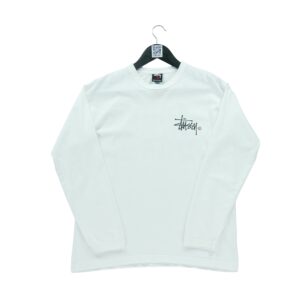 T shirt manches longues homme blanc Stussy Motif imprime Col Rond