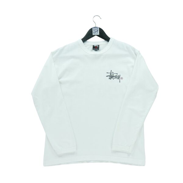 T shirt manches longues homme blanc Stussy Motif imprime Col Rond
