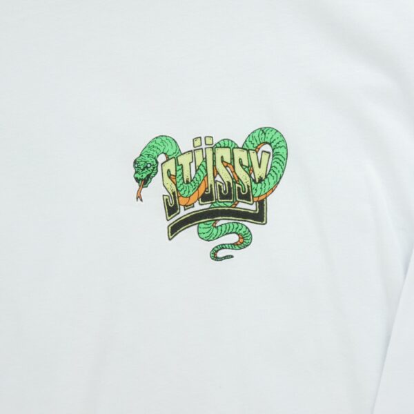 T shirt manches longues homme blanc Stussy Motif imprime Col Rond