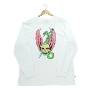 T shirt manches longues homme blanc Stussy Motif imprime Col Rond