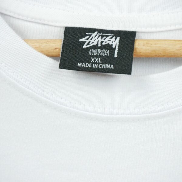 T shirt manches longues homme blanc Stussy Motif imprime Col Rond