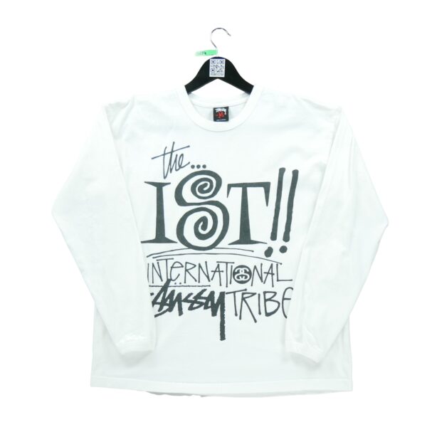 T shirt manches longues homme blanc Stussy Motif imprime Col Rond