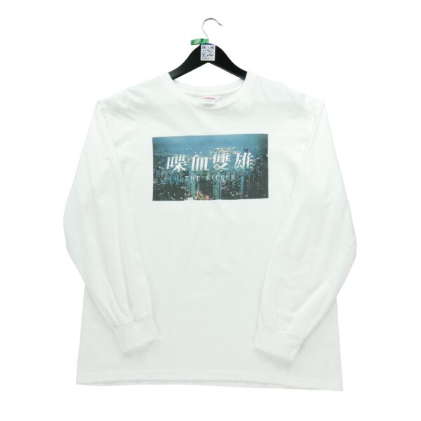 T shirt manches longues homme blanc Supreme Col Rond