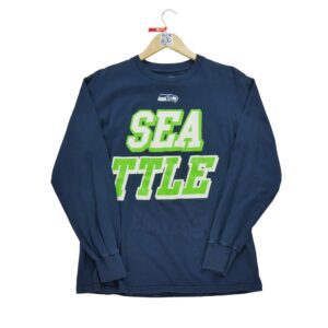 T shirt manches longues homme marine NFL Team Apparel Motif imprime Col Rond