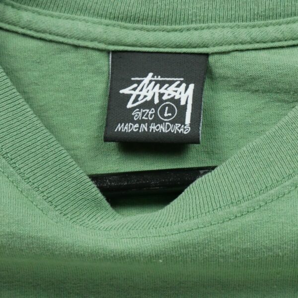 T shirt manches longues homme vert Stussy Col Rond