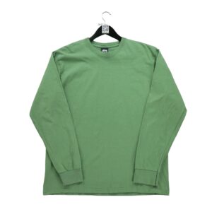 T shirt manches longues homme vert Stussy Col Rond