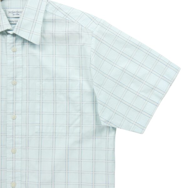 Chemise classiques homme manches courtes bleu clair Yves Saint Laurent Motif a carreaux