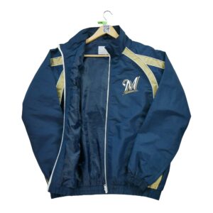 Coupe vent homme manches longues marine MLB Equipe Milwaukee Brewers