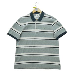 Polo manches courtes homme gris Lacoste Motif a rayures Col Polo