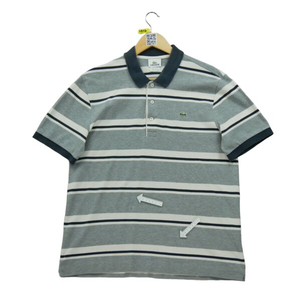 Polo manches courtes homme gris Lacoste Motif a rayures Col Polo