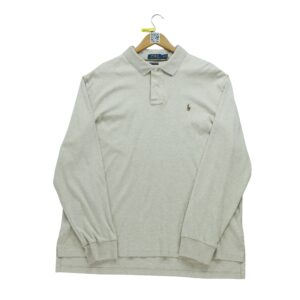 Polo manches longues homme beige Polo Ralph Lauren Motif chine Col Polo