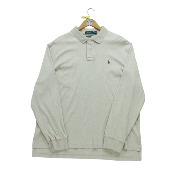 Polo manches longues homme beige Polo Ralph Lauren Motif chine Col Polo