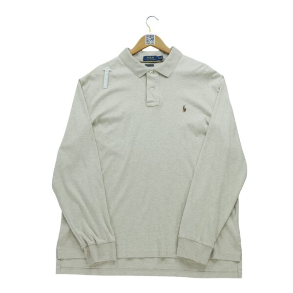 Polo manches longues homme beige Polo Ralph Lauren Motif chine Col Polo