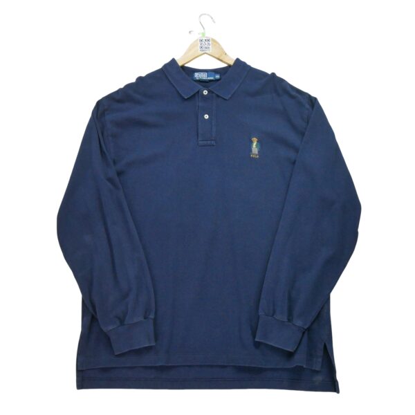 Polo manches longues homme marine Polo Ralph Lauren Col Polo