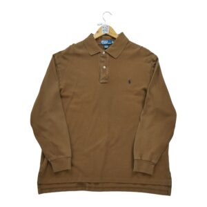 Polo manches longues homme marron Polo Ralph Lauren Col Polo