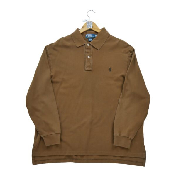 Polo manches longues homme marron Polo Ralph Lauren Col Polo