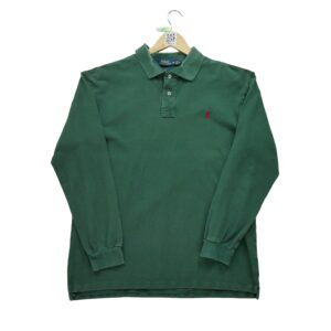 Polo manches longues homme vert Polo Ralph Lauren Col Polo