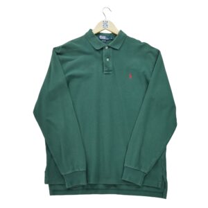 Polo manches longues homme vert Polo Ralph Lauren Col Polo