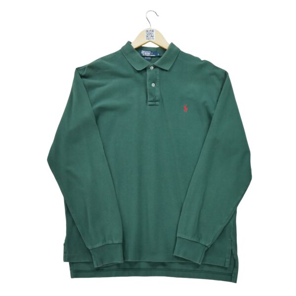 Polo manches longues homme vert Polo Ralph Lauren Col Polo