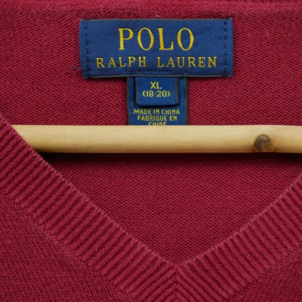 Pull enfant manches longues rouge Polo Ralph Lauren Col V
