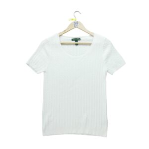 Pull femme manches courtes blanc Polo Ralph Lauren Col Rond