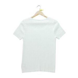 Pull femme manches courtes blanc Polo Ralph Lauren Col Rond