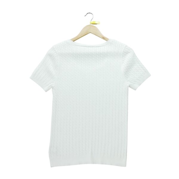 Pull femme manches courtes blanc Polo Ralph Lauren Col Rond
