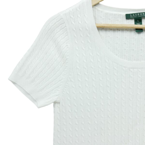 Pull femme manches courtes blanc Polo Ralph Lauren Col Rond