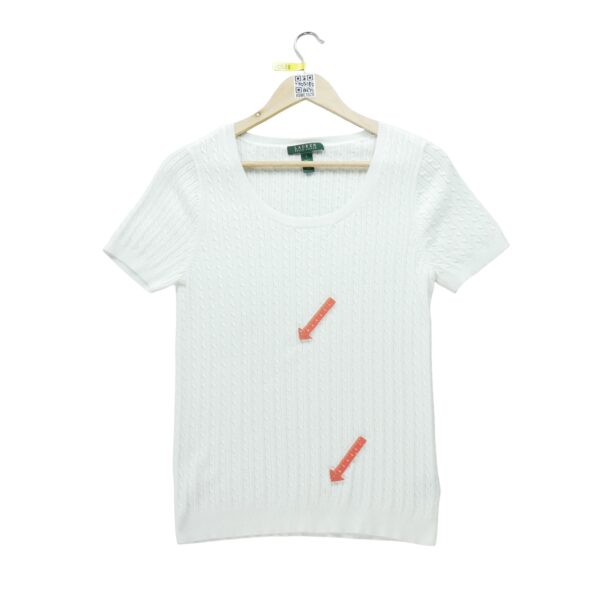 Pull femme manches courtes blanc Polo Ralph Lauren Col Rond