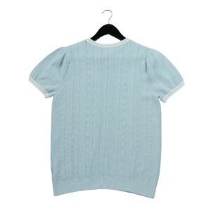 Pull femme manches courtes bleu clair Polo Ralph Lauren Col Rond