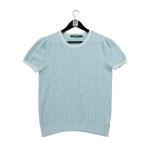 Pull femme manches courtes bleu clair Polo Ralph Lauren Col Rond