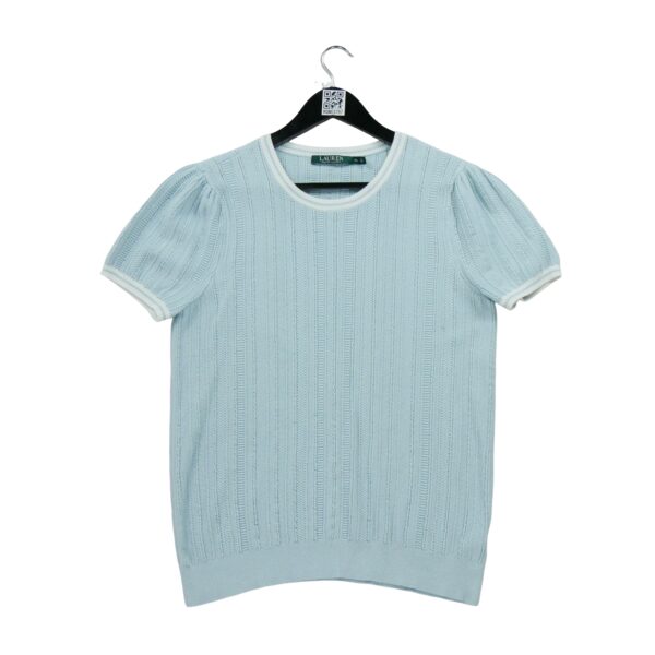 Pull femme manches courtes bleu clair Polo Ralph Lauren Col Rond