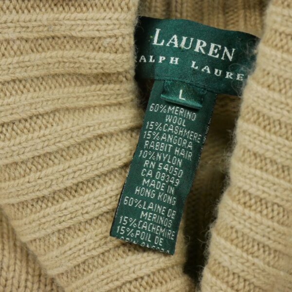 Pull femme manches longues beige Polo Ralph Lauren Col Montant