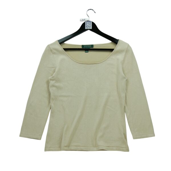Pull femme manches longues beige Polo Ralph Lauren Col Rond