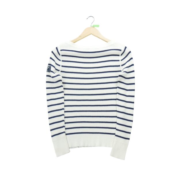 Pull femme manches longues beige Polo Ralph Lauren Motif a rayures Col Rond