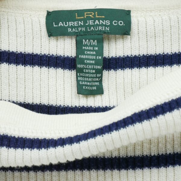 Pull femme manches longues beige Polo Ralph Lauren Motif a rayures Col Rond