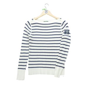 Pull femme manches longues beige Polo Ralph Lauren Motif a rayures Col Rond