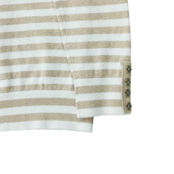 Pull femme manches longues beige Tommy Hilfiger Motif a rayures Col Roule