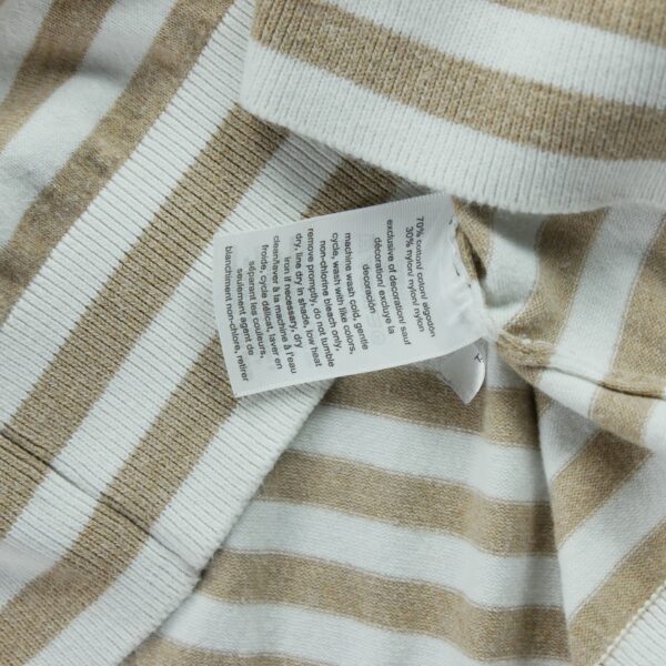 Pull femme manches longues beige Tommy Hilfiger Motif a rayures Col Roule