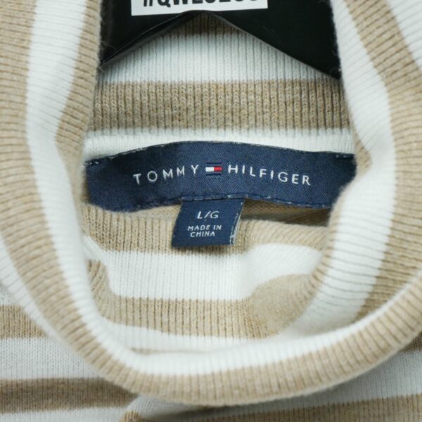 Pull femme manches longues beige Tommy Hilfiger Motif a rayures Col Roule