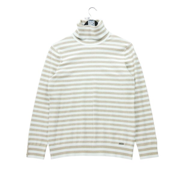 Pull femme manches longues beige Tommy Hilfiger Motif a rayures Col Roule