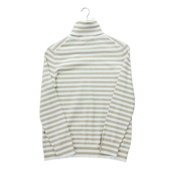 Pull femme manches longues beige Tommy Hilfiger Motif a rayures Col Roule