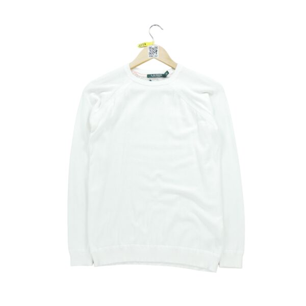 Pull femme manches longues blanc Polo Ralph Lauren Col Rond