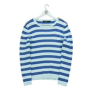 Pull femme manches longues bleu clair Polo Ralph Lauren Motif a rayures Col Rond
