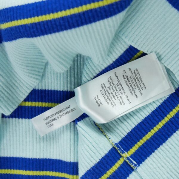 Pull femme manches longues bleu clair Polo Ralph Lauren Motif a rayures Col Rond