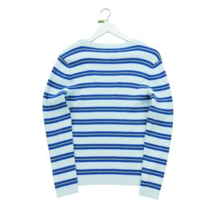 Pull femme manches longues bleu clair Polo Ralph Lauren Motif a rayures Col Rond