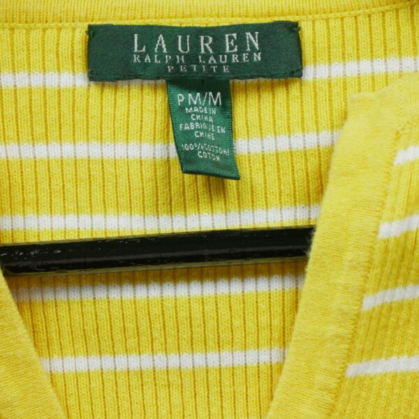 Pull femme manches longues jaune Polo Ralph Lauren Motif a rayures Col V