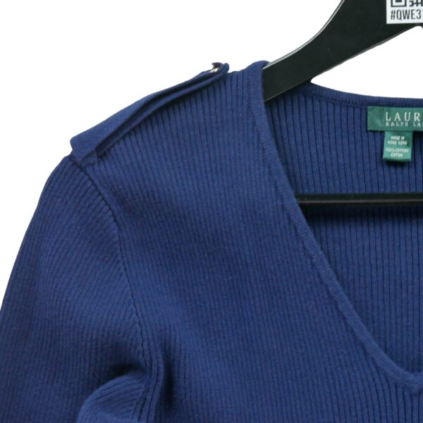 Pull femme manches longues marine Polo Ralph Lauren Col V