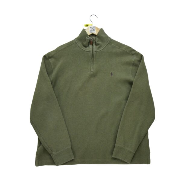 Pull homme manches longues kaki Polo Ralph Lauren Col Montant