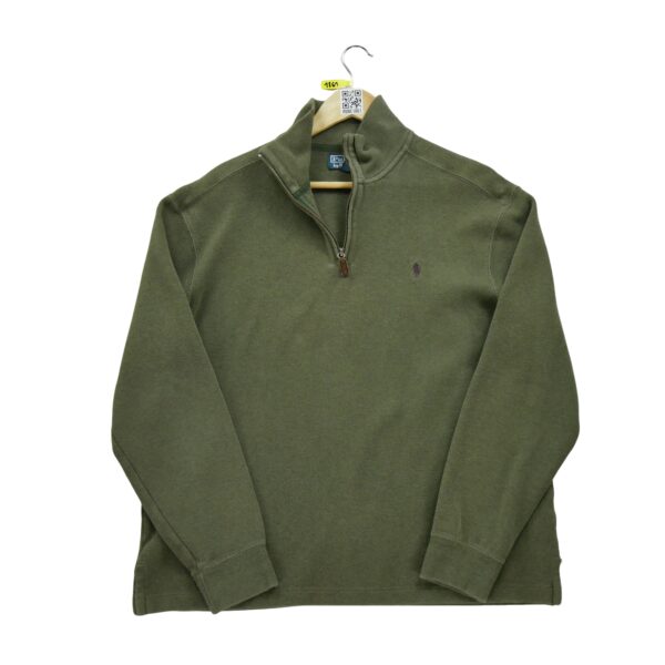 Pull homme manches longues kaki Polo Ralph Lauren Col Montant